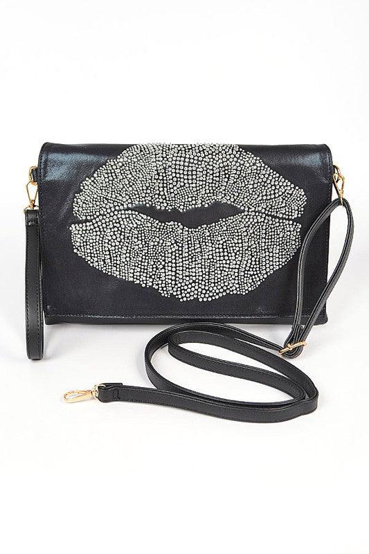 New Arrivals – Fresh, Trendy Fashion for Women | Modestly Vogue Versatile Handbag | Stylish & Functional Oversize Rhinestone Lips Convertible Clutch - Modestly Vogue 