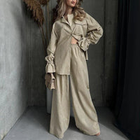 New Arrivals – Fresh, Trendy Fashion for Women | Modestly Vogue Women Autumn Winter Bell Sleeve Collared Shirt Wide Leg Pants Casual Loose Two Piece Sets - Modestly Vogue 