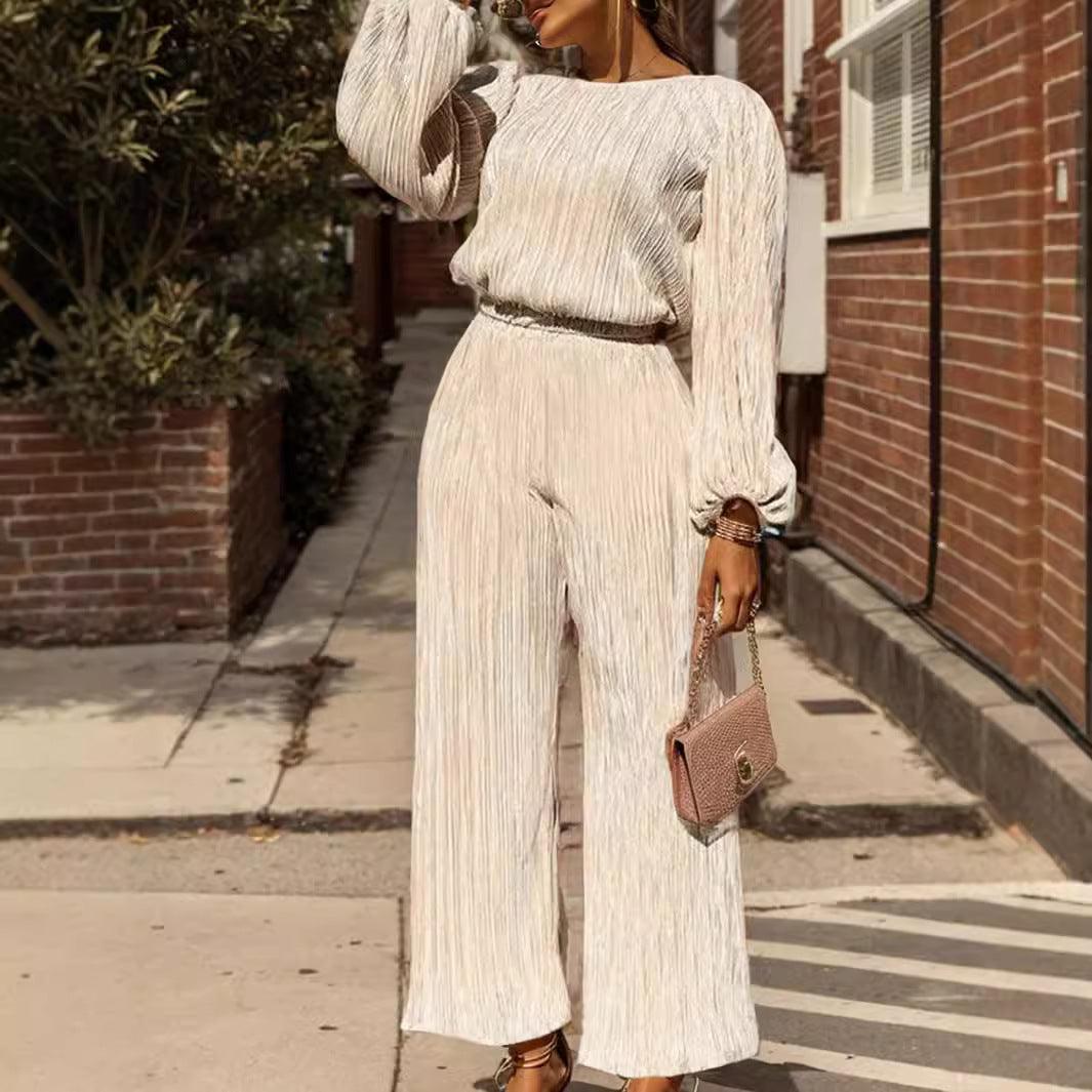 New Arrivals – Fresh, Trendy Fashion for Women | Modestly Vogue Women Clothing Out Nightclub Loose Casual Pleated Waist Tight Straight Leg Pants Long Sleeve Top Suit - Modestly Vogue 