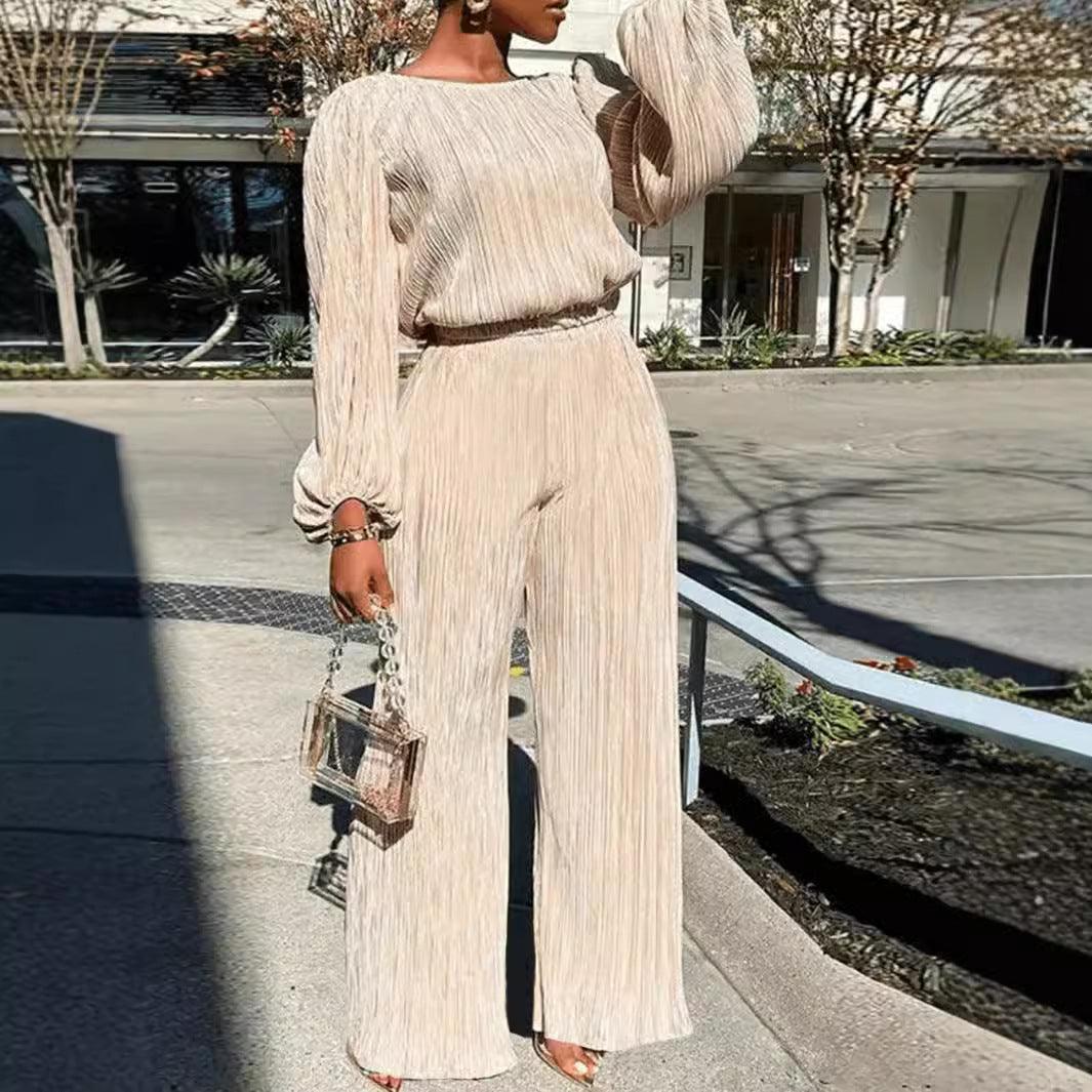 New Arrivals – Fresh, Trendy Fashion for Women | Modestly Vogue Women Clothing Out Nightclub Loose Casual Pleated Waist Tight Straight Leg Pants Long Sleeve Top Suit - Modestly Vogue 