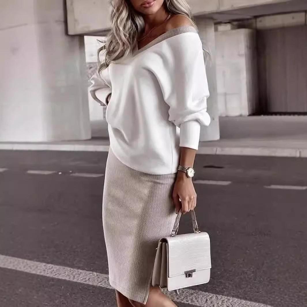 New Arrivals – Fresh, Trendy Fashion for Women | Modestly Vogue Women Wear Outing Casual Loose V neck Sweatshirt Tight Skirt Long Sleeved Top Two Piece Set - Modestly Vogue 