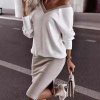 New Arrivals – Fresh, Trendy Fashion for Women | Modestly Vogue Women Wear Outing Casual Loose V neck Sweatshirt Tight Skirt Long Sleeved Top Two Piece Set - Modestly Vogue 