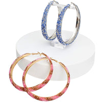 Stunning Earrings for Women – Elegant & Luxury Earrings Collection | Modestly Vogue Pink Stripe Crusted Hoops - Modestly Vogue 