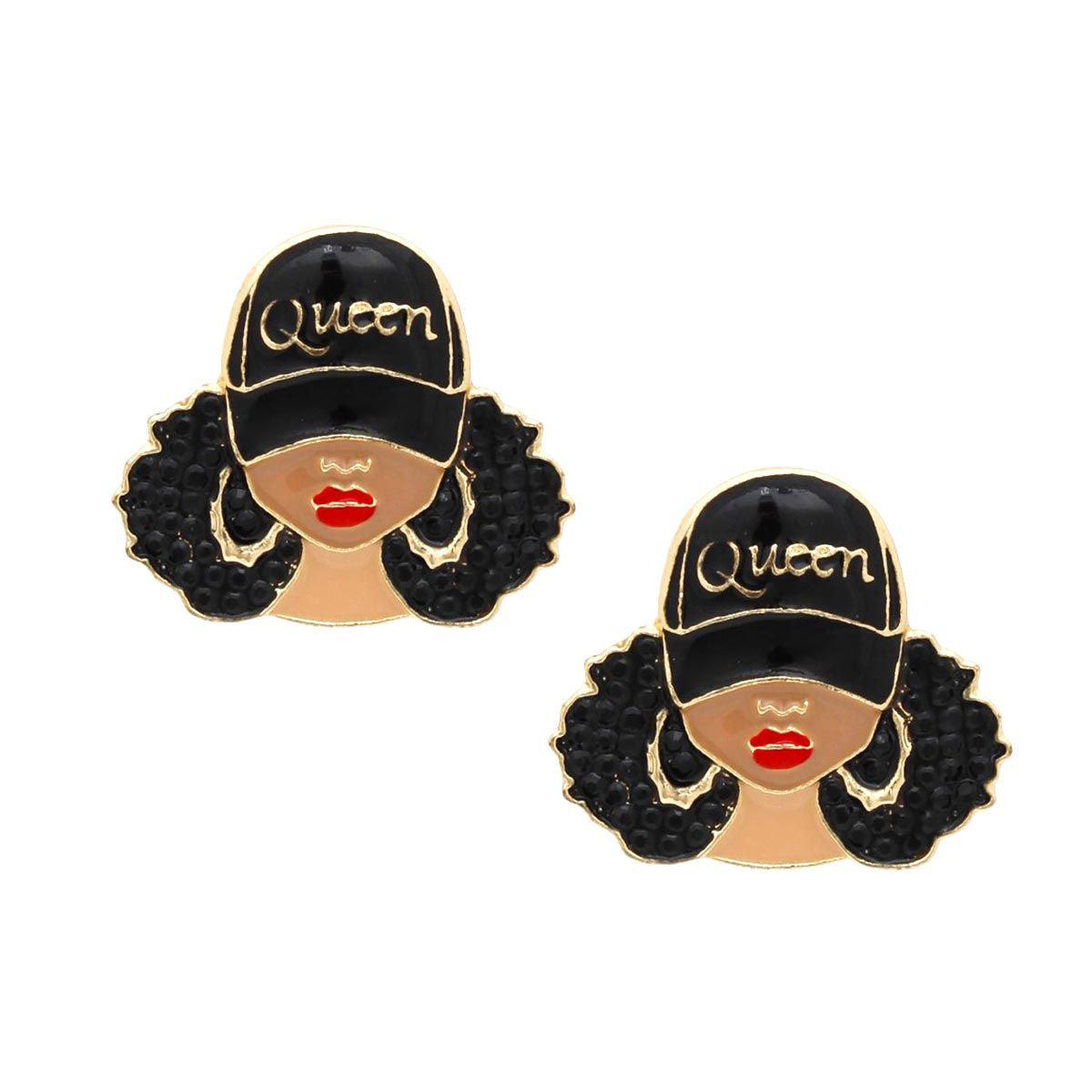 Stunning Earrings for Women – Elegant & Luxury Earrings Collection | Modestly Vogue Studs Black Gold Afro Queen Earrings for Women - Modestly Vogue 