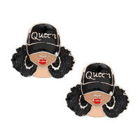 – | Studs Black Silver Afro Queen - Modestly Vogue 