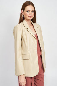 OVERSIZED LEATHER BLAZER JACKET - Modestly Vogue 