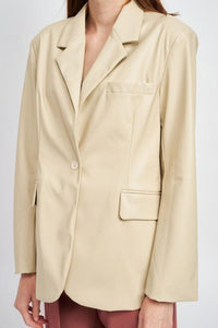 OVERSIZED LEATHER BLAZER JACKET - Modestly Vogue 