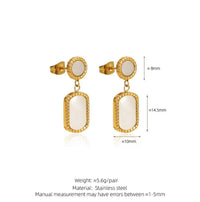 – | 1 Pair French Style Geometric Inlay 304 Stainless Steel Shell 18K Gold Plated Drop - Modestly Vogue 