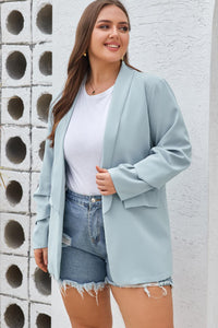 Plus Size Shawl Collar Long Sleeve Blazer - Modestly Vogue 