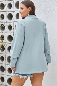 Plus Size Shawl Collar Long Sleeve Blazer - Modestly Vogue 