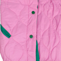 Quilted Puffer Pink and Green Poncho - Modestly Vogue 