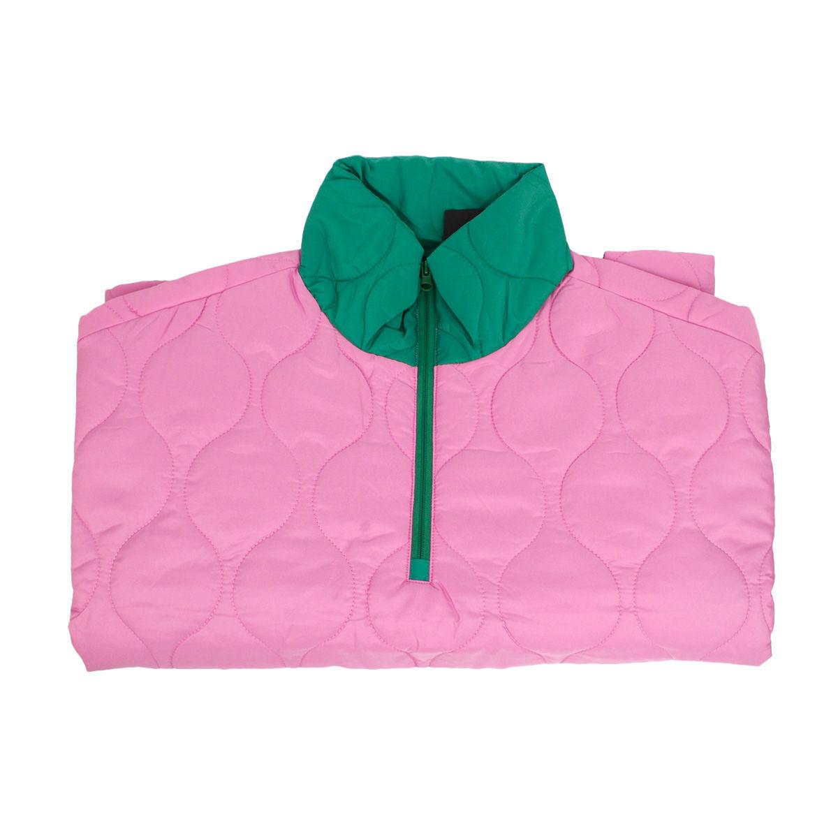 Quilted Puffer Pink and Green Poncho - Modestly Vogue 