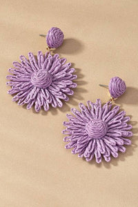 Raffia straw flower drop earrings - Modestly Vogue 