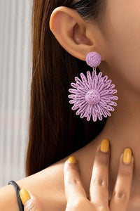 Raffia straw flower drop earrings - Modestly Vogue 