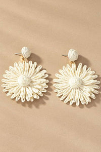 Raffia straw flower drop earrings - Modestly Vogue 