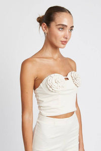 ROSETTE BUSTIER TOP - Modestly Vogue 