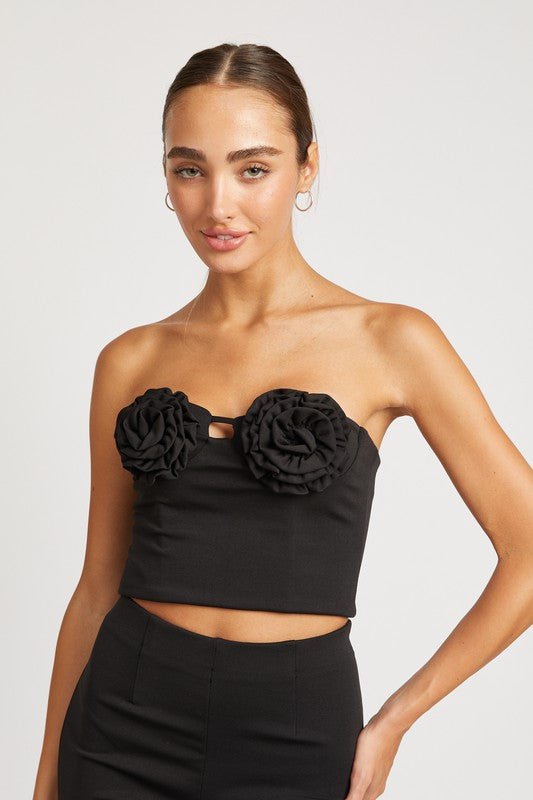 ROSETTE BUSTIER TOP - Modestly Vogue 