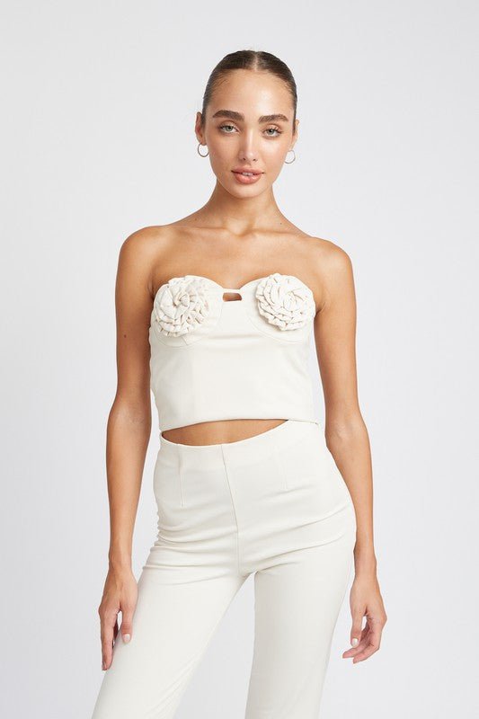 ROSETTE BUSTIER TOP - Modestly Vogue 