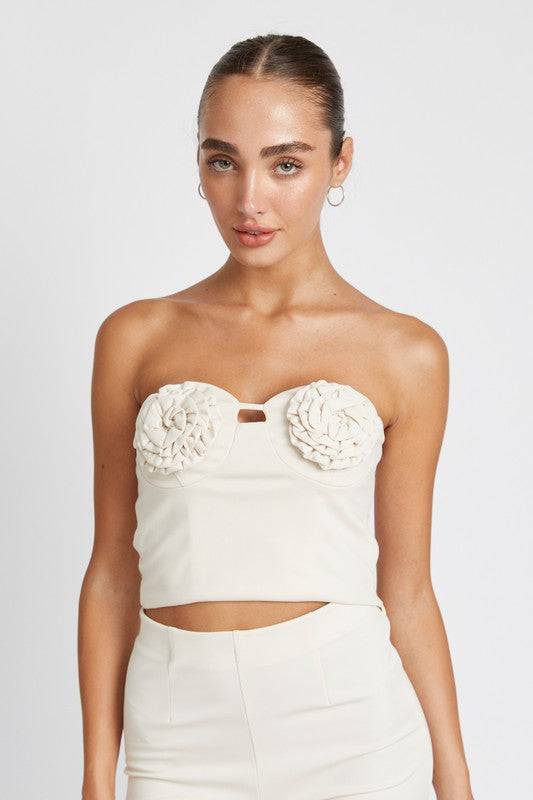 ROSETTE BUSTIER TOP - Modestly Vogue 