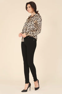 Satin leopard blouse - Modestly Vogue 