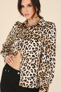 Satin leopard blouse - Modestly Vogue 