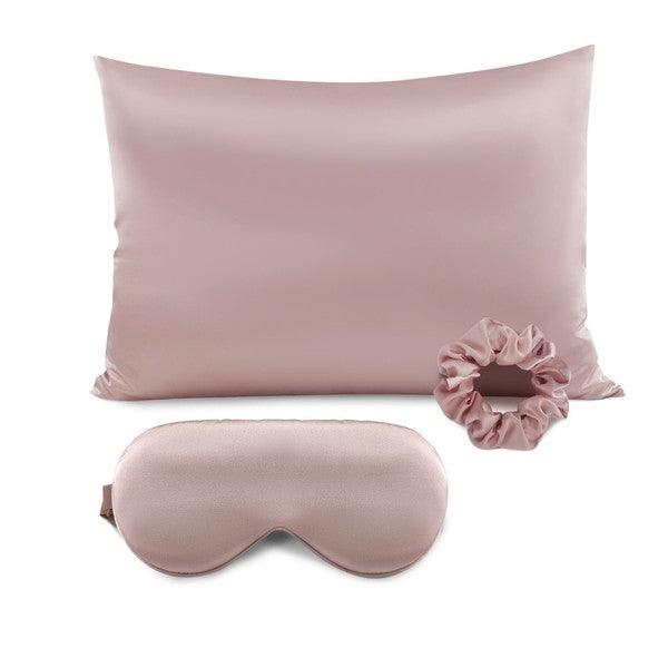 Satin Pillowcase Sleep Mask Scrunchie Gift Set - Modestly Vogue 