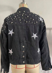 Denim Star Studded jacket - Modestly Vogue 