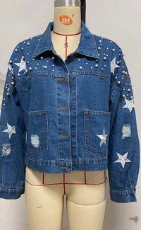 Denim Star Studded jacket - Modestly Vogue 