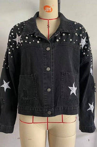 Denim Star Studded jacket - Modestly Vogue 