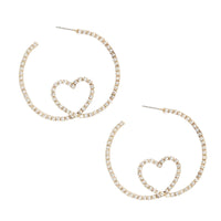 – | Hoop Gold Pave Looped Heart Memory Wire - Modestly Vogue 