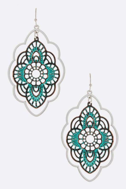 Stunning Earrings for Women – Elegant & Luxury Earrings Collection | Modestly Vogue Laser Cut 2 Tone Metal Flower Earrings - Modestly Vogue 