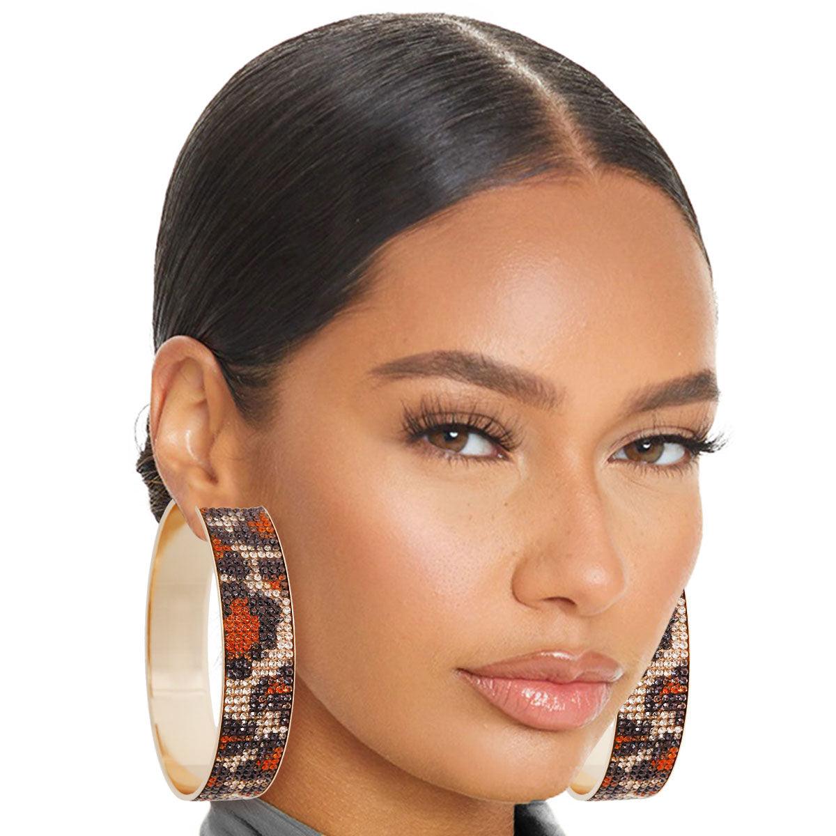 Stunning Earrings for Women – Elegant & Luxury Earrings Collection | Modestly Vogue Leopard Wide Metal Hoops - Modestly Vogue 