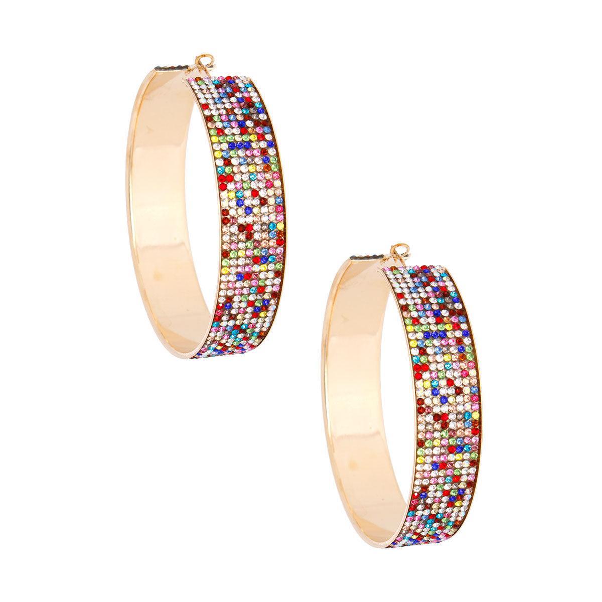 Stunning Earrings for Women – Elegant & Luxury Earrings Collection | Modestly Vogue Multi Color Wide Metal Hoops - Modestly Vogue 