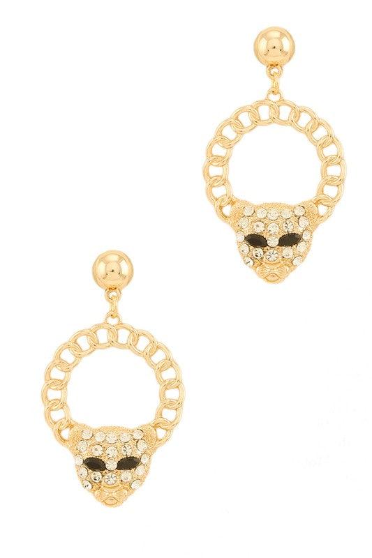 – | Rhinestone Jaguar Head Accent Earring - Modestly Vogue 