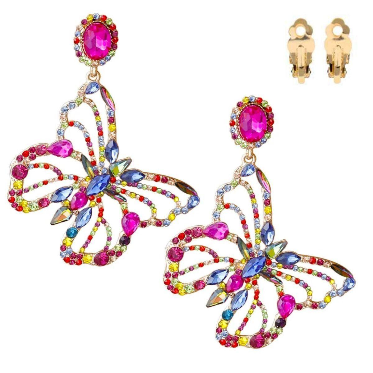 Stunning Earrings for Women – Elegant & Luxury Earrings Collection | Modestly Vogue XLarge Multi Stone Butterfly Clip-On Earrings - Modestly Vogue 