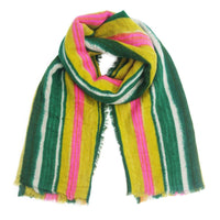 Pink, Green & Yellow Striped Knit Scarf – Stylish & Cozy Scarf for Women - Modestly Vogue 