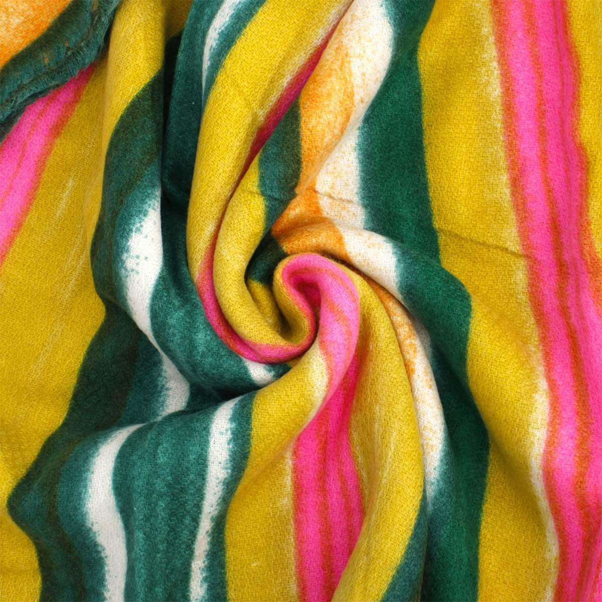 Pink, Green & Yellow Striped Knit Scarf – Stylish & Cozy Scarf for Women - Modestly Vogue 