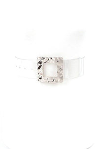 Stylish Belts for Women – Trendy, Chic & Fashionable Belts Collection | Modestly Vogue Clear Transparent Belt with Square Buckle – Trendy Accessory for Women - Modestly Vogue 