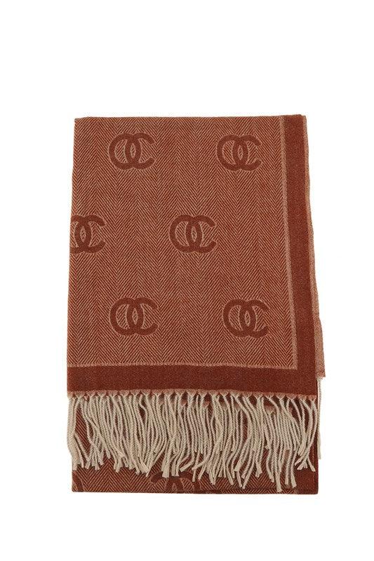 Stylish Clothing Accessories for Every Look – Trendy & Chic Accessories for Women | Modestly Vogue Double C Pattern Scarf with Fringe - Modestly Vogue 