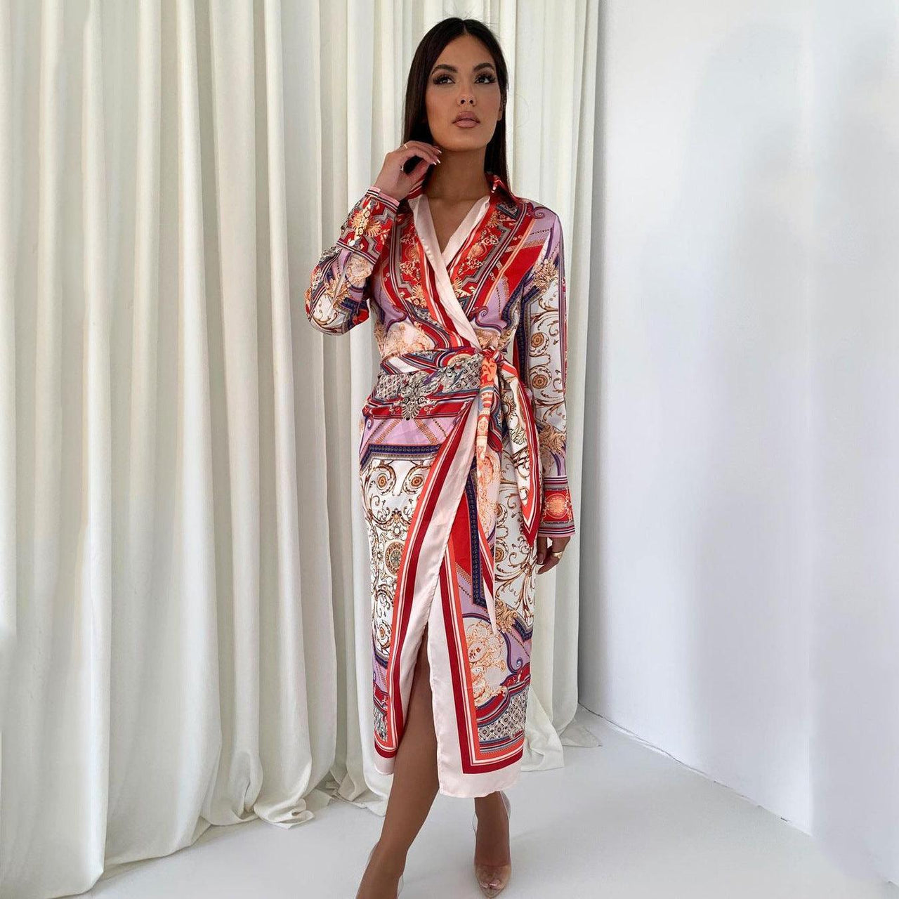 Dresses Women – Timeless Styles Every Occasion | Modestly Vogue Spring Retro Ethnic Women Clothing Printed Long Sleeved Shirt Dress - Modestly Vogue 