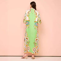 Summer Satin Split Maxi Dress – Printed Style Women - Modestly Vogue 