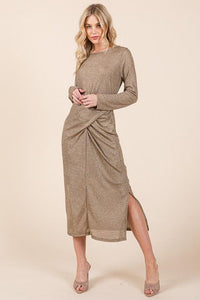 Dresses Women – Timeless Styles Every Occasion | Modestly Vogue Waist Wrap Dress w Side Pockets-LUREX - Modestly Vogue 