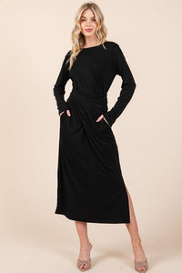 Dresses Women – Timeless Styles Every Occasion | Modestly Vogue Waist Wrap Dress-with Pockets-SOLID - Modestly Vogue 