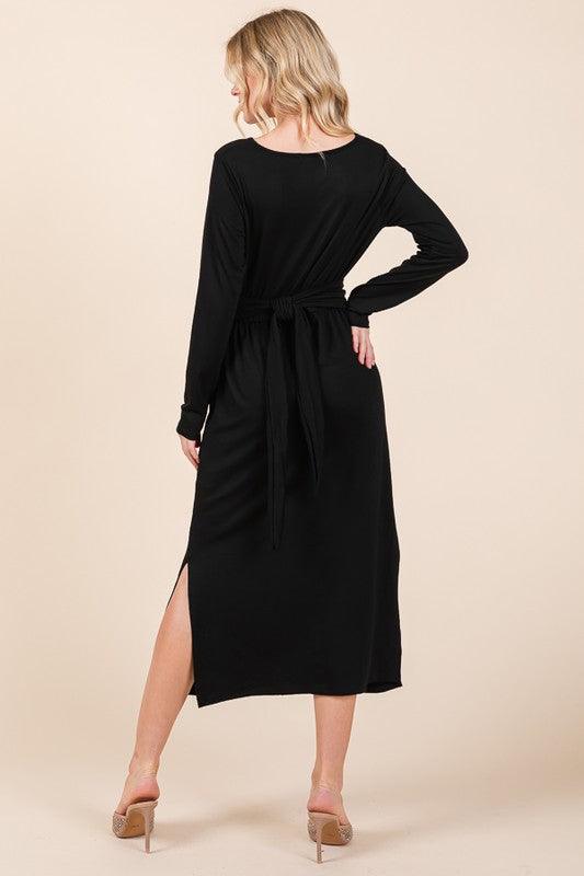 Dresses Women – Timeless Styles Every Occasion | Modestly Vogue Waist Wrap Dress-with Pockets-SOLID - Modestly Vogue 