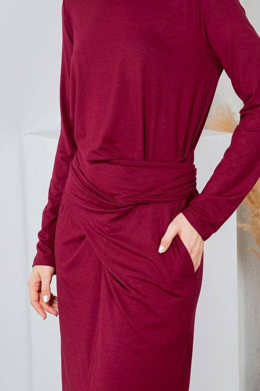 Dresses Women – Timeless Styles Every Occasion | Modestly Vogue Waist Wrap Dress-with Pockets-SOLID - Modestly Vogue 