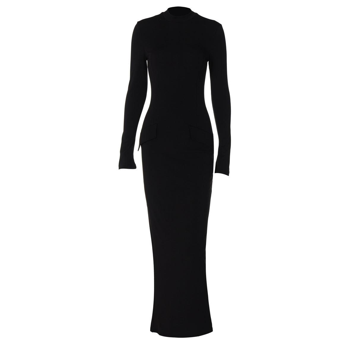 Dresses Women – Timeless Styles Every Occasion | Modestly Vogue Women Clothing Autumn Winter Half High Collar Long Sleeves Back Slit Maxi Dress - Modestly Vogue 