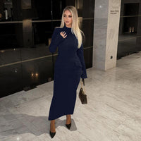 Dresses Women – Timeless Styles Every Occasion | Modestly Vogue Women Clothing Autumn Winter Half High Collar Long Sleeves Back Slit Maxi Dress - Modestly Vogue 