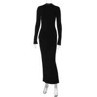 Dresses Women – Timeless Styles Every Occasion | Modestly Vogue Women Clothing Autumn Winter Half High Collar Long Sleeves Back Slit Maxi Dress - Modestly Vogue 