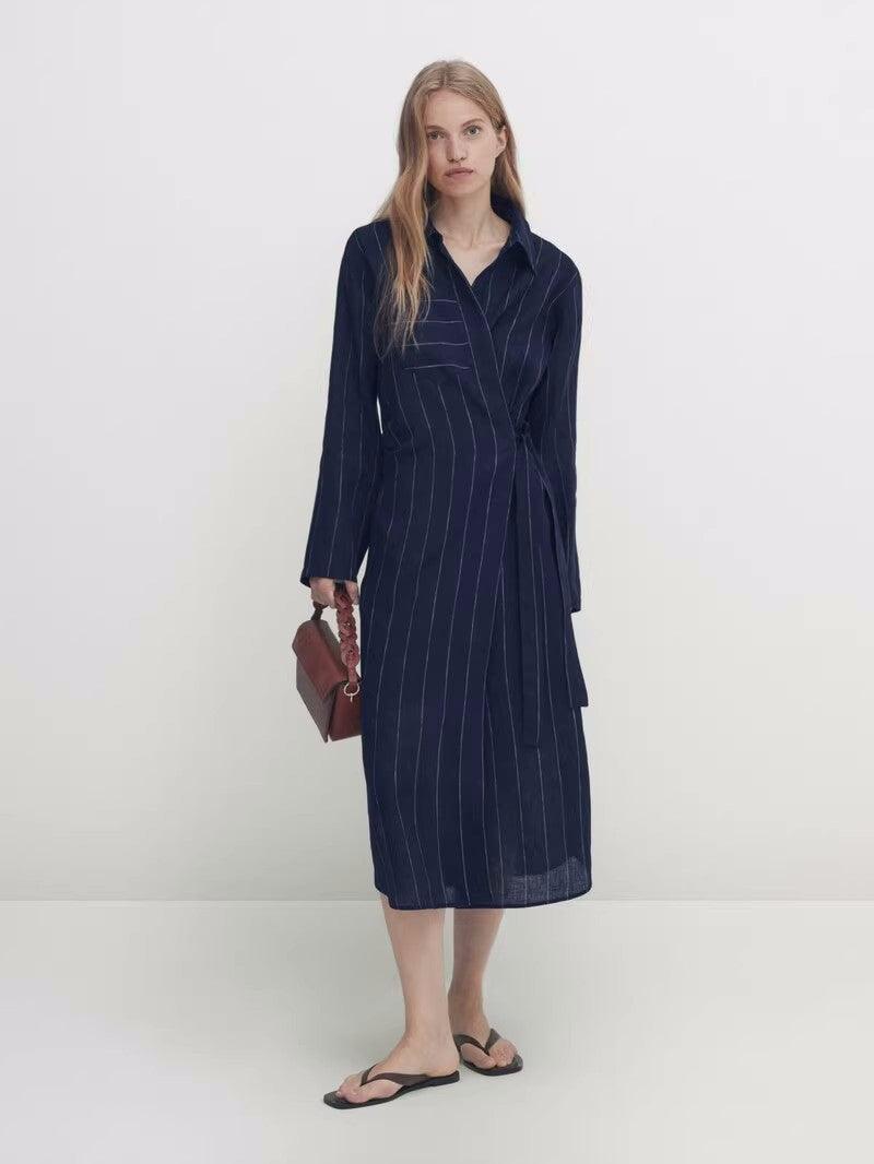 Dresses Women – Timeless Styles | Women New Spring and Autumn Striped Shirt Dress - Modestly Vogue 