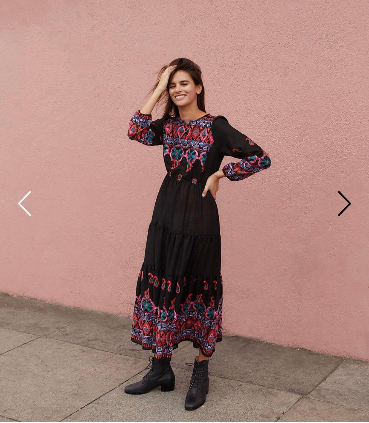 Boho Chic Bohemian Style Embroidered Long Dress - Modestly Vogue 